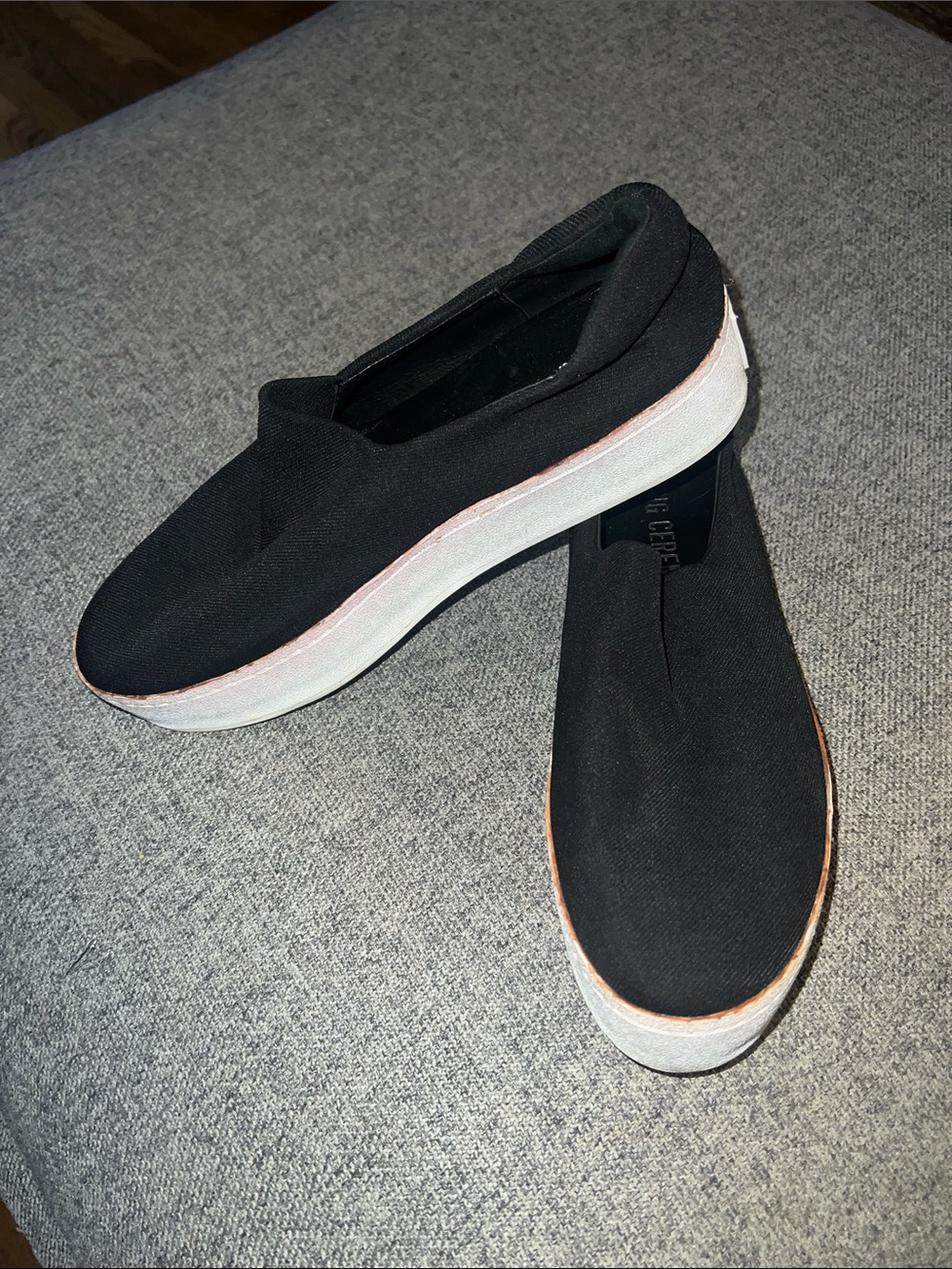 Opening Ceremony Black Slip-On Platform Sneakers with White Sole 39